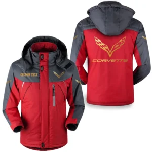 Car Corvette Fans Gift Outdoor Charging Suit, Hooded Fleece Long Jacket Exclusive Logo For Car Enthusiants, Custom Name HFLJ0112312031 - Red