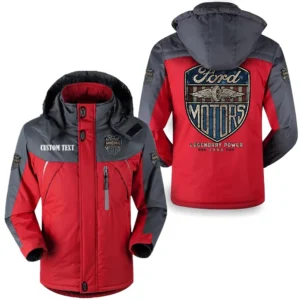 Car Fans Gift Outdoor Charging Suit, Hooded Fleece Long Jacket Exclusive Logo For Car Enthusiants, Custom Name HFLJ0112312047 - Red