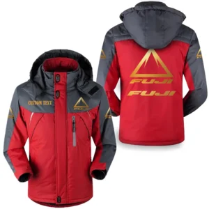 Bikes Fans Gift Outdoor Charging Suit, Hooded Fleece Long Jacket Exclusive Logo For Car Enthusiants, Custom Name HFLJ0112312051 - Red