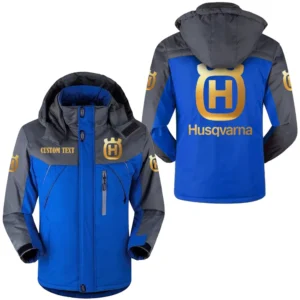 Motorcycles Fans Gift Outdoor Charging Suit, Hooded Fleece Long Jacket Exclusive Logo For Car Enthusiants, Custom Name HFLJ0112312061 - Blue