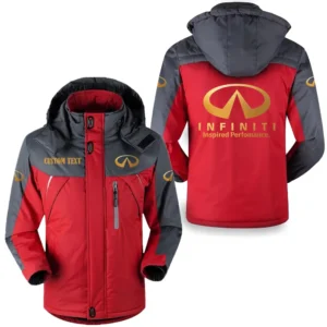 Car Fans Gift Outdoor Charging Suit, Hooded Fleece Long Jacket Exclusive Logo For Car Enthusiants, Custom Name HFLJ0112312064 - Red
