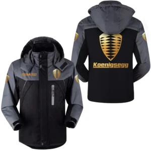 Car Fans Gift Outdoor Charging Suit, Hooded Fleece Long Jacket Exclusive Logo For Car Enthusiants, Custom Name HFLJ0112312070 - Black