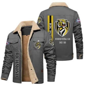 Richmond Fans Gift Jacket Fur Collar Fleece, All Over Print Collar Fleece For Sport Fan AFL163080225124 - Gray