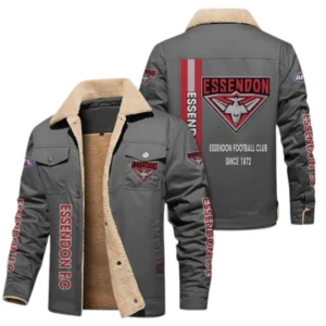 Essendon Fans Gift Jacket Fur Collar Fleece, All Over Print Collar Fleece For Sport Fan AFL163080225126 - Gray