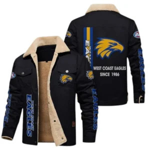 West Coast Eagles Fans Gift Jacket Fur Collar Fleece, All Over Print Collar Fleece For Sport Fan AFL163080225128 - Black