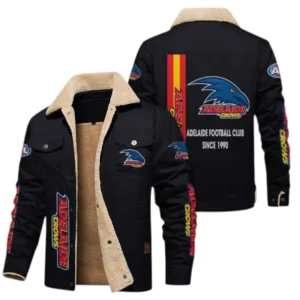 Adelaide Crows Fans Gift Jacket Fur Collar Fleece, All Over Print Collar Fleece For Sport Fan AFL163080225131 - Black
