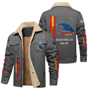 Adelaide Crows Fans Gift Jacket Fur Collar Fleece, All Over Print Collar Fleece For Sport Fan AFL163080225131 - Gray