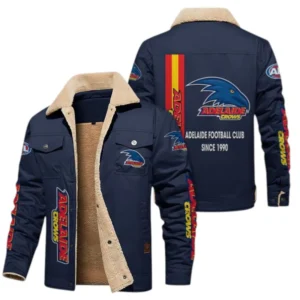 Adelaide Crows Fans Gift Jacket Fur Collar Fleece, All Over Print Collar Fleece For Sport Fan AFL163080225131 - Navy Blue