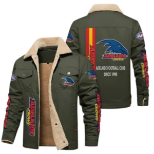 Adelaide Crows Fans Gift Jacket Fur Collar Fleece, All Over Print Collar Fleece For Sport Fan AFL163080225131 - Military Green