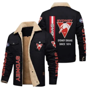 Sydney Swans Fans Gift Jacket Fur Collar Fleece, All Over Print Collar Fleece For Sport Fan AFL163080225134 - Black
