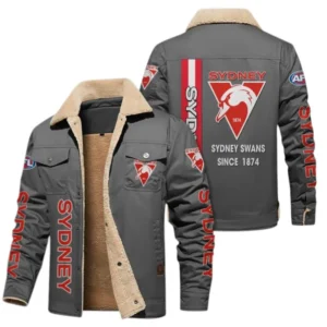 Sydney Swans Fans Gift Jacket Fur Collar Fleece, All Over Print Collar Fleece For Sport Fan AFL163080225134 - Gray