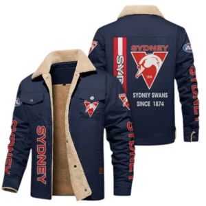 Sydney Swans Fans Gift Jacket Fur Collar Fleece, All Over Print Collar Fleece For Sport Fan AFL163080225134 - Navy Blue