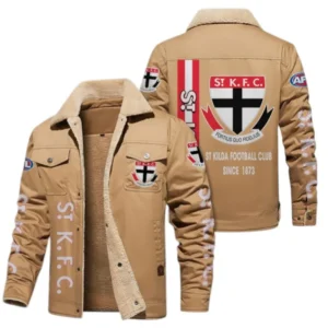 St Kilda Fans Gift Jacket Fur Collar Fleece, All Over Print Collar Fleece For Sport Fan AFL163080225135 - Light Khaki