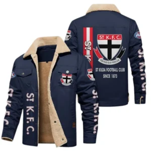 St Kilda Fans Gift Jacket Fur Collar Fleece, All Over Print Collar Fleece For Sport Fan AFL163080225135 - Navy Blue