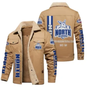 North Melbourne Fans Gift Jacket Fur Collar Fleece, All Over Print Collar Fleece For Sport Fan AFL163080225137 - Light Khaki