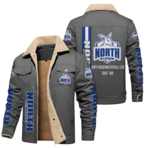 North Melbourne Fans Gift Jacket Fur Collar Fleece, All Over Print Collar Fleece For Sport Fan AFL163080225137 - Gray