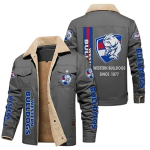 Western Bulldogs Fans Gift Jacket Fur Collar Fleece, All Over Print Collar Fleece For Sport Fan AFL163080225138 - Gray