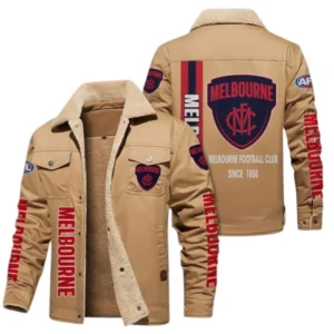 Melbourne Demons Fans Gift Jacket Fur Collar Fleece, All Over Print Collar Fleece For Sport Fan AFL163080225139 - Light Khaki