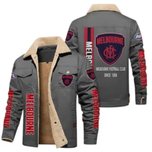 Melbourne Demons Fans Gift Jacket Fur Collar Fleece, All Over Print Collar Fleece For Sport Fan AFL163080225139 - Gray