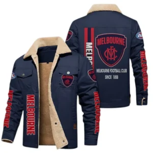Melbourne Demons Fans Gift Jacket Fur Collar Fleece, All Over Print Collar Fleece For Sport Fan AFL163080225139 - Navy Blue