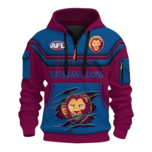 Brisbane Lions Fans Gift Hoodie Half Zip 3D, All Over Print Half Zip 3D For Sport Fan, Custom Name AFL164080225127-Style 1
