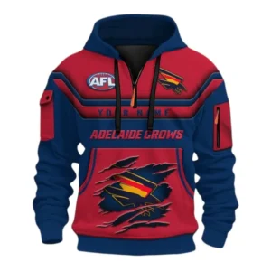 Adelaide Crows Fans Gift Hoodie Half Zip 3D, All Over Print Half Zip 3D For Sport Fan, Custom Name AFL164080225138-Style 1
