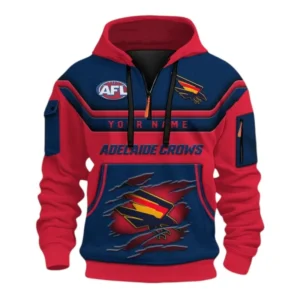 Adelaide Crows Fans Gift Hoodie Half Zip 3D, All Over Print Half Zip 3D For Sport Fan, Custom Name AFL164080225138-Style 2