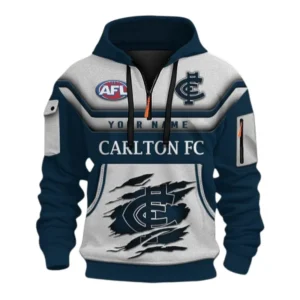 Carlton Fans Gift Hoodie Half Zip 3D, All Over Print Half Zip 3D For Sport Fan, Custom Name AFL164080225140-Style 1