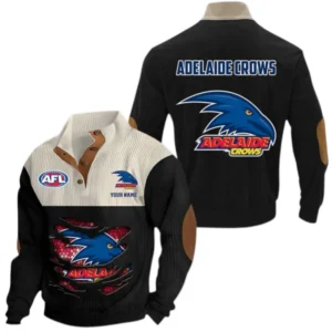 Adelaide Crows Fans Gift Men's Stand Up Collar Base Shirt, All Over Print Base Shirt For Sport Fan, Custom Name AFL165020825123 - Black