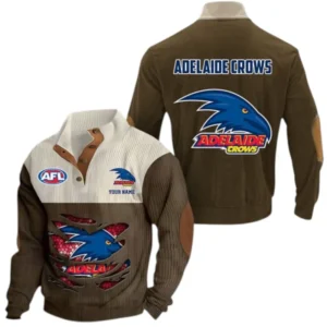 Adelaide Crows Fans Gift Men's Stand Up Collar Base Shirt, All Over Print Base Shirt For Sport Fan, Custom Name AFL165020825123 - Brown