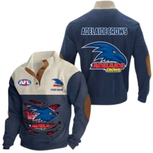Adelaide Crows Fans Gift Men's Stand Up Collar Base Shirt, All Over Print Base Shirt For Sport Fan, Custom Name AFL165020825123 - Navy Blue