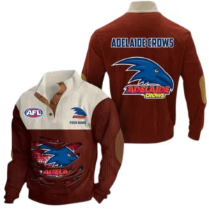 Adelaide Crows Fans Gift Men's Stand Up Collar Base Shirt, All Over Print Base Shirt For Sport Fan, Custom Name AFL165020825123 - Dark Red