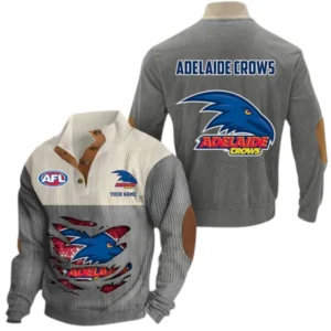 Adelaide Crows Fans Gift Men's Stand Up Collar Base Shirt, All Over Print Base Shirt For Sport Fan, Custom Name AFL165020825123 - Gray