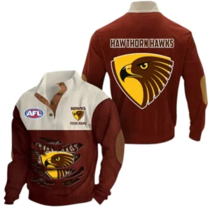 Hawthorn Fans Gift Men's Stand Up Collar Base Shirt, All Over Print Base Shirt For Sport Fan, Custom Name AFL165020825124 - Dark Red