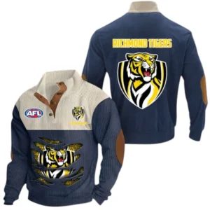 Richmond Fans Gift Men's Stand Up Collar Base Shirt, All Over Print Base Shirt For Sport Fan, Custom Name AFL165020825126 - Navy Blue