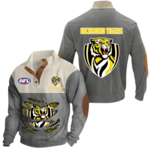 Richmond Fans Gift Men's Stand Up Collar Base Shirt, All Over Print Base Shirt For Sport Fan, Custom Name AFL165020825126 - Gray