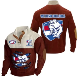 Western Bulldogs Fans Gift Men's Stand Up Collar Base Shirt, All Over Print Base Shirt For Sport Fan, Custom Name AFL165020825128 - Navy Blue