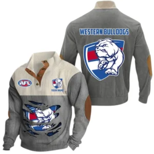 Western Bulldogs Fans Gift Men's Stand Up Collar Base Shirt, All Over Print Base Shirt For Sport Fan, Custom Name AFL165020825128 - Dark Red