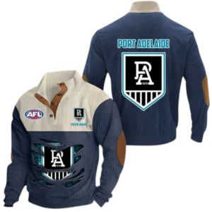 Port Adelaide Fans Gift Men's Stand Up Collar Base Shirt, All Over Print Base Shirt For Sport Fan, Custom Name AFL165020825134 - Navy Blue