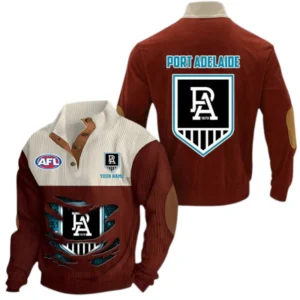 Port Adelaide Fans Gift Men's Stand Up Collar Base Shirt, All Over Print Base Shirt For Sport Fan, Custom Name AFL165020825134 - Dark Red