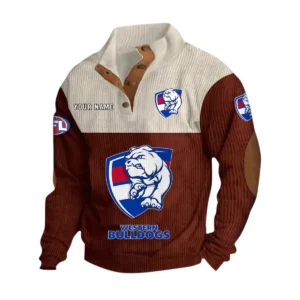 Western Bulldogs Fans Gift Men's Stand Up Collar Base Shirt, All Over Print Base Shirt For Sport Fan, Custom Name AFL166080225124 - Dark Red