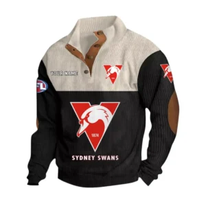 Sydney Swans Fans Gift Men's Stand Up Collar Base Shirt, All Over Print Base Shirt For Sport Fan, Custom Name AFL166080225125 - Black