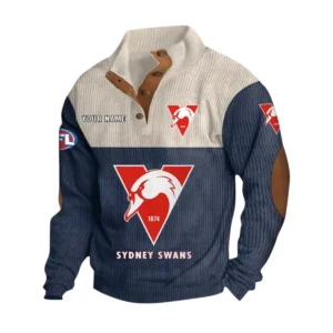 Sydney Swans Fans Gift Men's Stand Up Collar Base Shirt, All Over Print Base Shirt For Sport Fan, Custom Name AFL166080225125 - Navy Blue