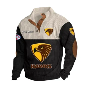 Hawthorn Fans Gift Men's Stand Up Collar Base Shirt, All Over Print Base Shirt For Sport Fan, Custom Name AFL166080225126 - Black
