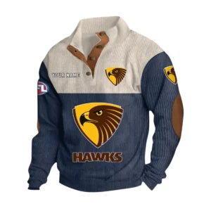 Hawthorn Fans Gift Men's Stand Up Collar Base Shirt, All Over Print Base Shirt For Sport Fan, Custom Name AFL166080225126 - Navy Blue