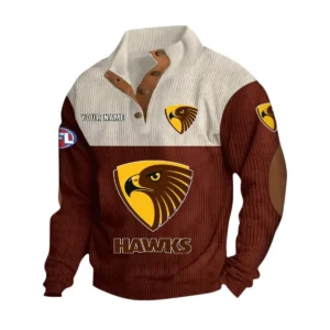 Hawthorn Fans Gift Men's Stand Up Collar Base Shirt, All Over Print Base Shirt For Sport Fan, Custom Name AFL166080225126 - Dark Red