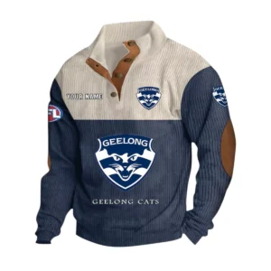 Geelong Cats Fans Gift Men's Stand Up Collar Base Shirt, All Over Print Base Shirt For Sport Fan, Custom Name AFL166080225127 - Navy Blue