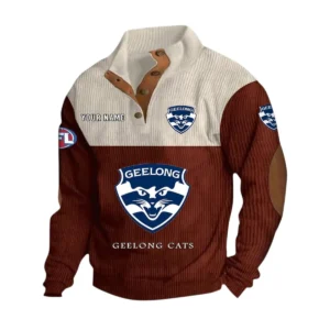 Geelong Cats Fans Gift Men's Stand Up Collar Base Shirt, All Over Print Base Shirt For Sport Fan, Custom Name AFL166080225127 - Dark Red
