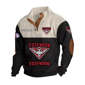 Essendon Fans Gift Men's Stand Up Collar Base Shirt, All Over Print Base Shirt For Sport Fan, Custom Name AFL166080225129 - Black