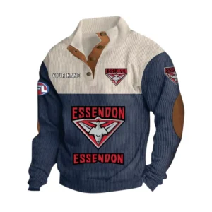 Essendon Fans Gift Men's Stand Up Collar Base Shirt, All Over Print Base Shirt For Sport Fan, Custom Name AFL166080225129 - Navy Blue